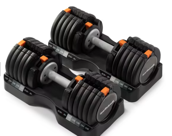 An image of the NordicTrack 55-lb select-a-weight dumbbells
