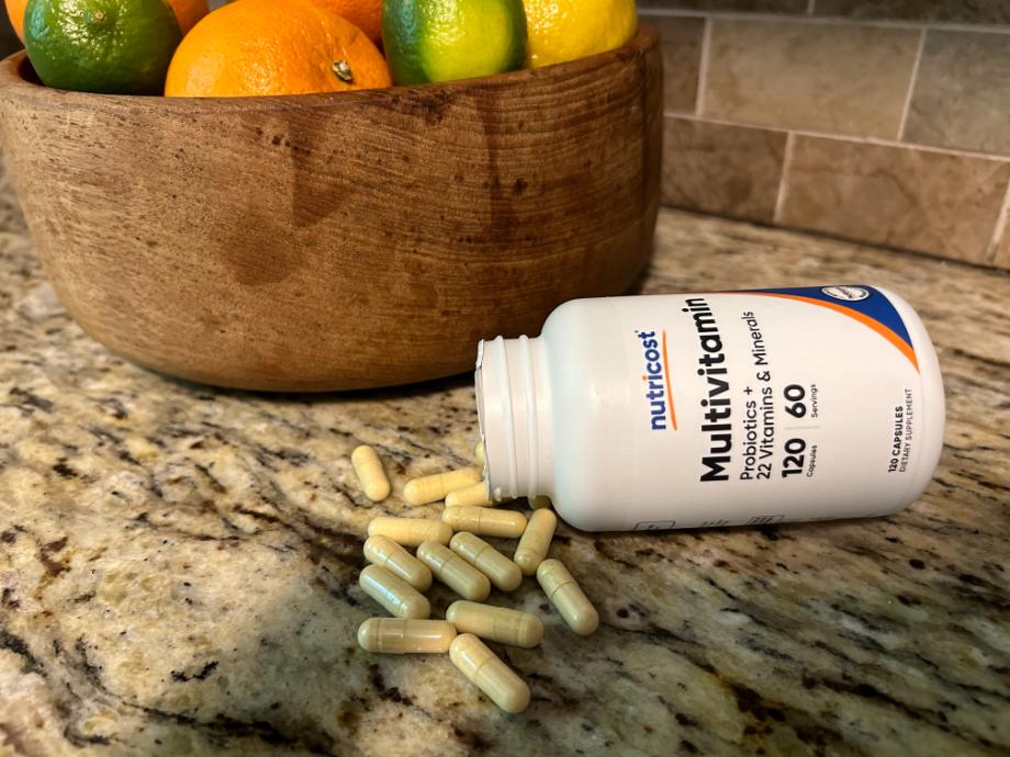 nutricost multivitamin capsules on counter