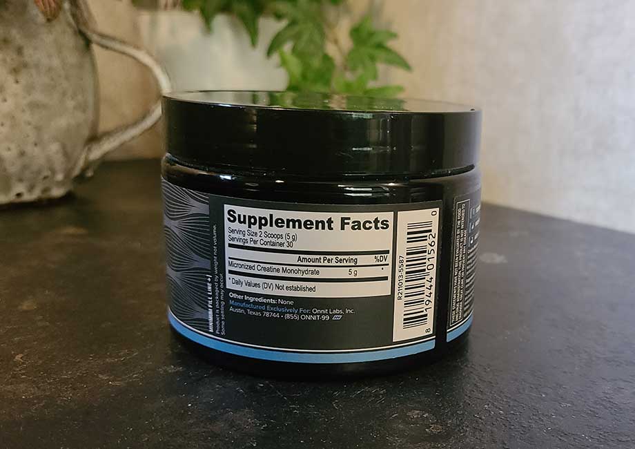 Onnit creatine supplement facts label