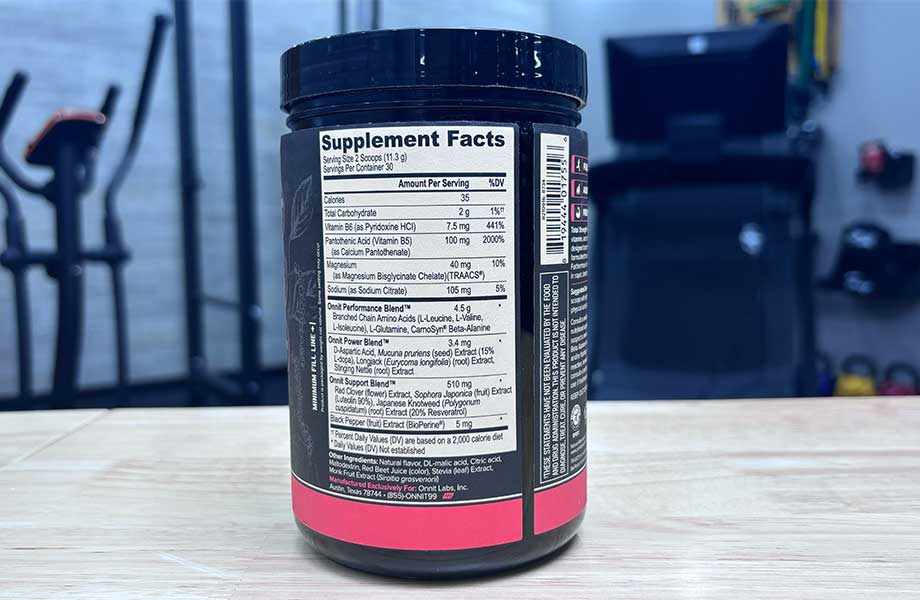 Onnit Total Strength + Performance Supplement Label