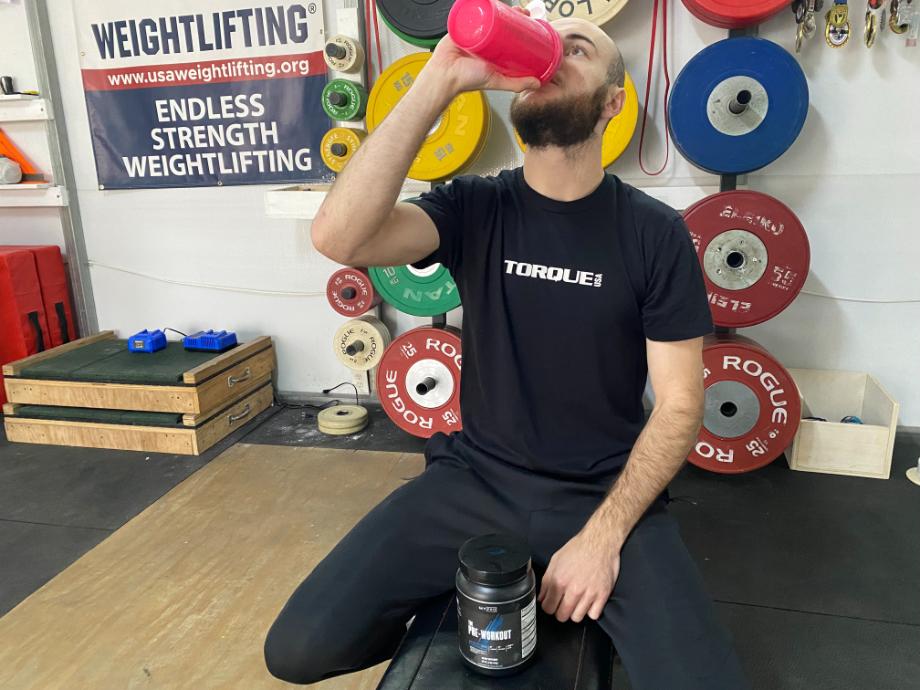 Man drinking myprotin THE pre-workout
