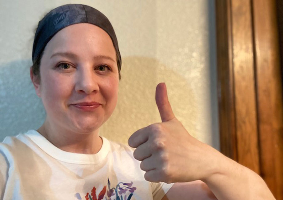 Woman wearing Buff CoolNet Headband