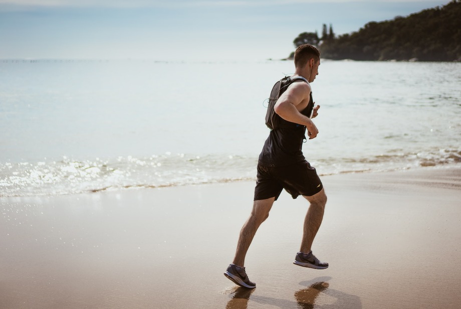 running on the beach