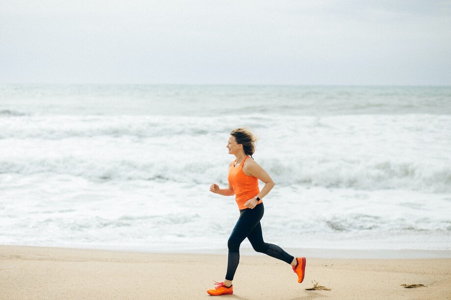 running on the beach