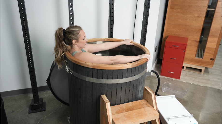 woman in star treatment cold plunge tub