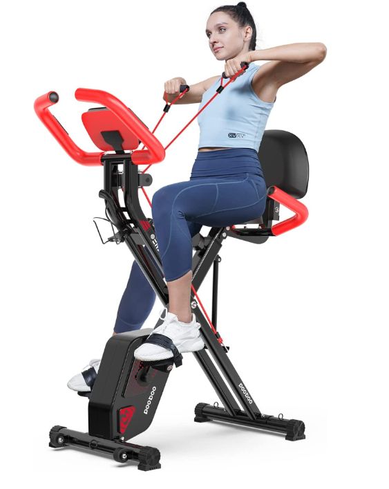 Folding Exercise Bike with 10 Levels Black