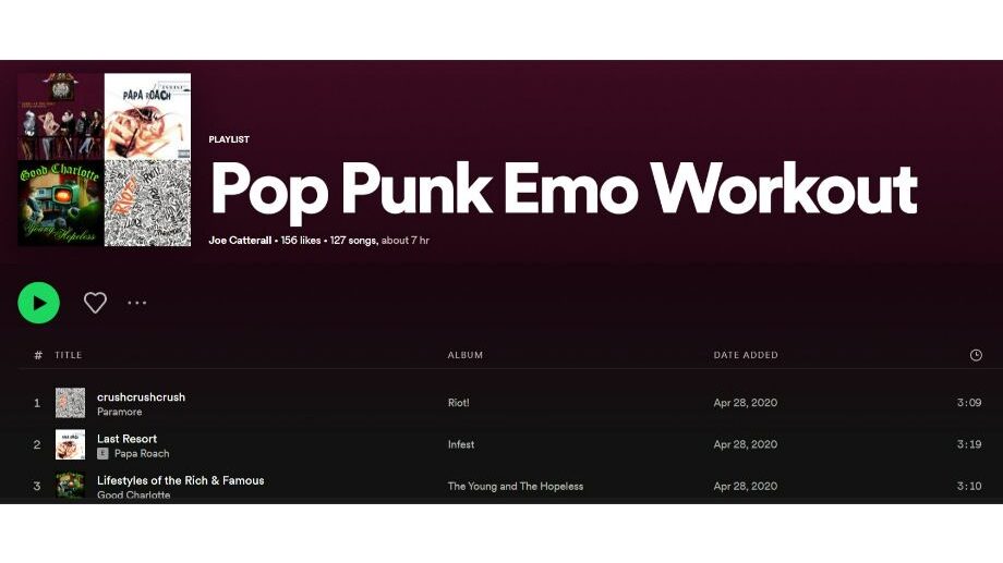 pop punk emo workout playlist