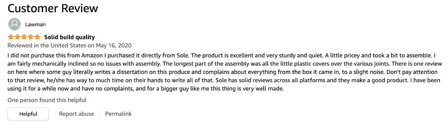 A positive review of the Sole E98 Elliptical