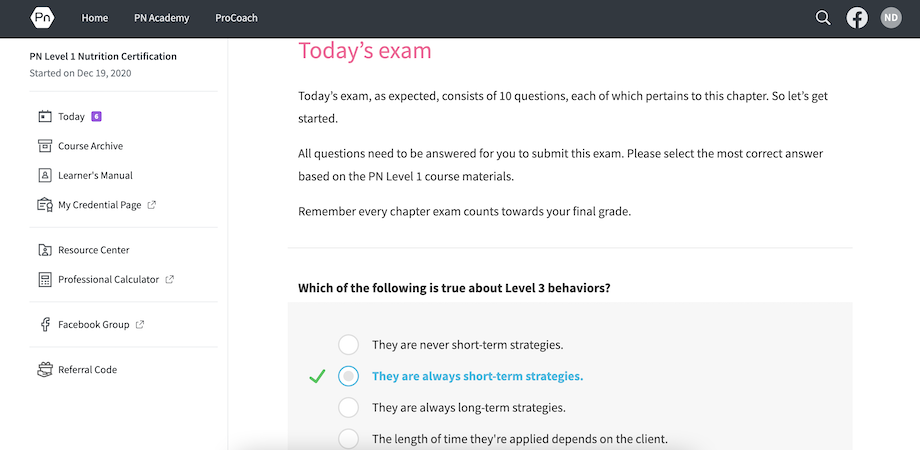 Precision Nutrition quiz