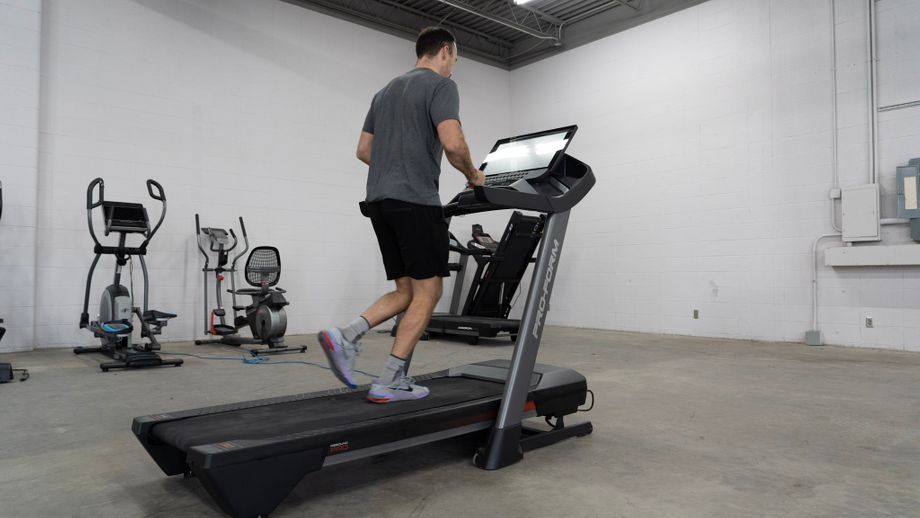 Coop running on the Proform Pro 9000 treadmill
