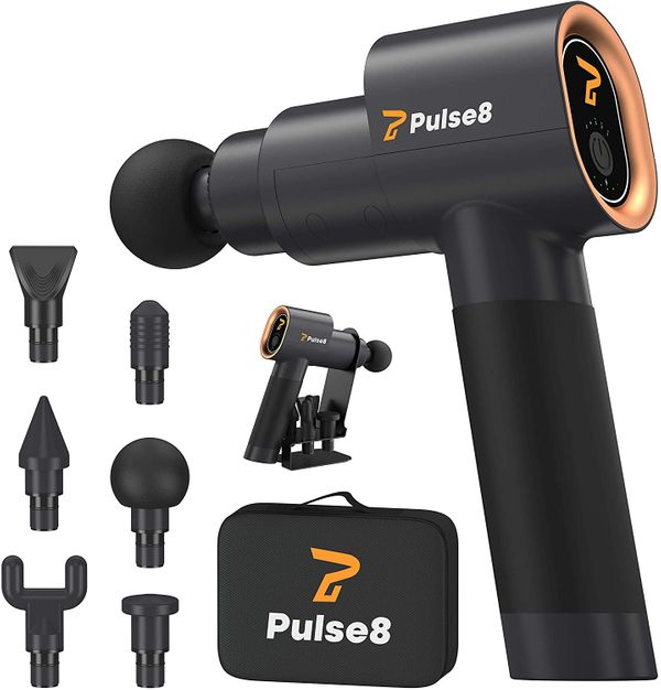 Pulse8 Massage Gun with attachments and carrying case