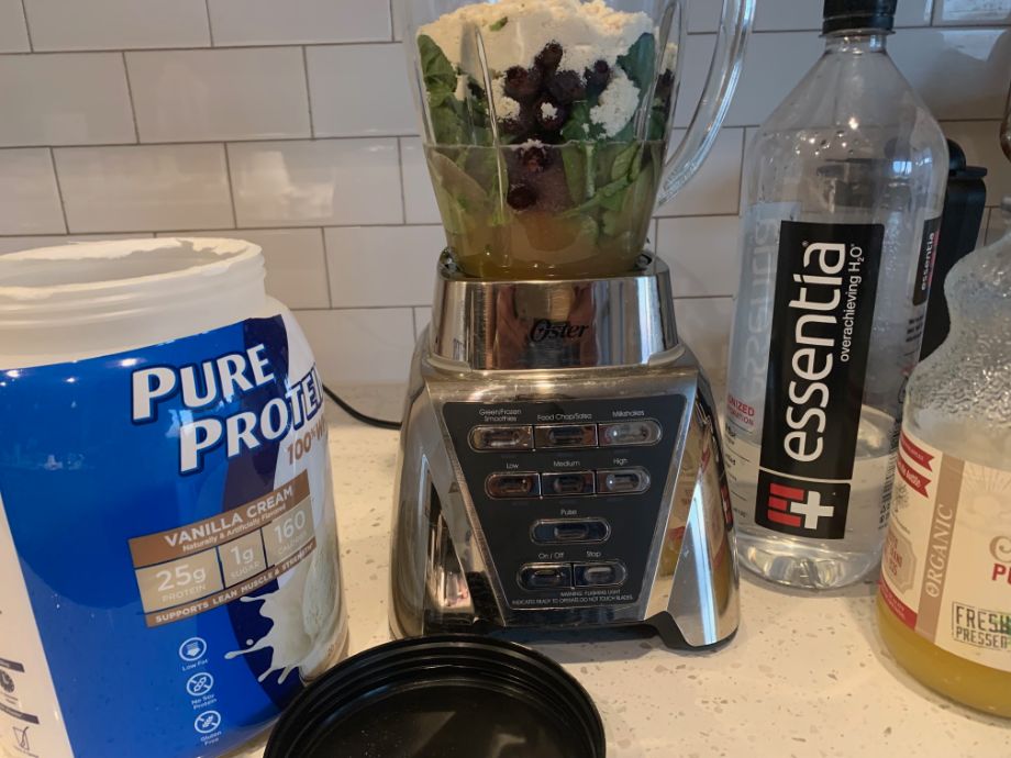 Blender with Pure Protein smoothie