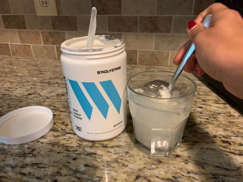 Swolverine Collagen going into water