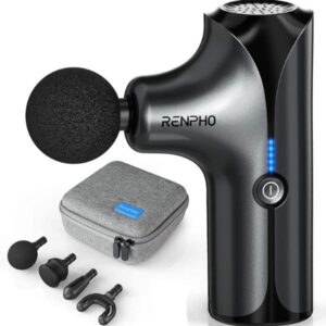black Renpho Mini Massage Gun and its attachments