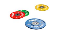 REP Fitness drink coasters that look like bumper plates