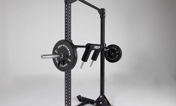 The REP Fitness Safety Squat Bar in a rack