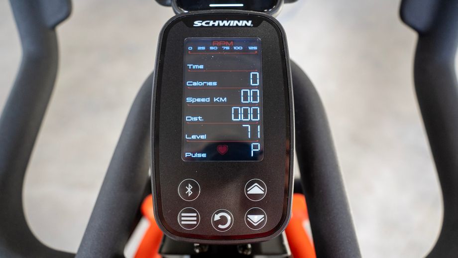 Closeup of Scwhinn IC4 bike screen