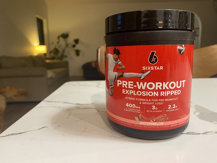 six star pre workout powder tub