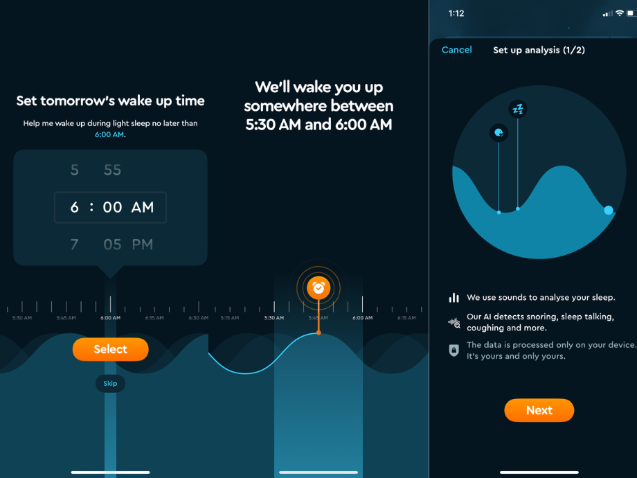 App screenshots of Sleep Cycle app