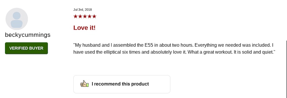 A positive review of the Sole E55 Elliptical