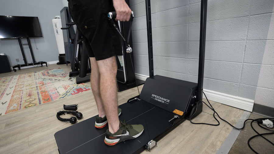 An image of a man doing a deadlift on Speediance