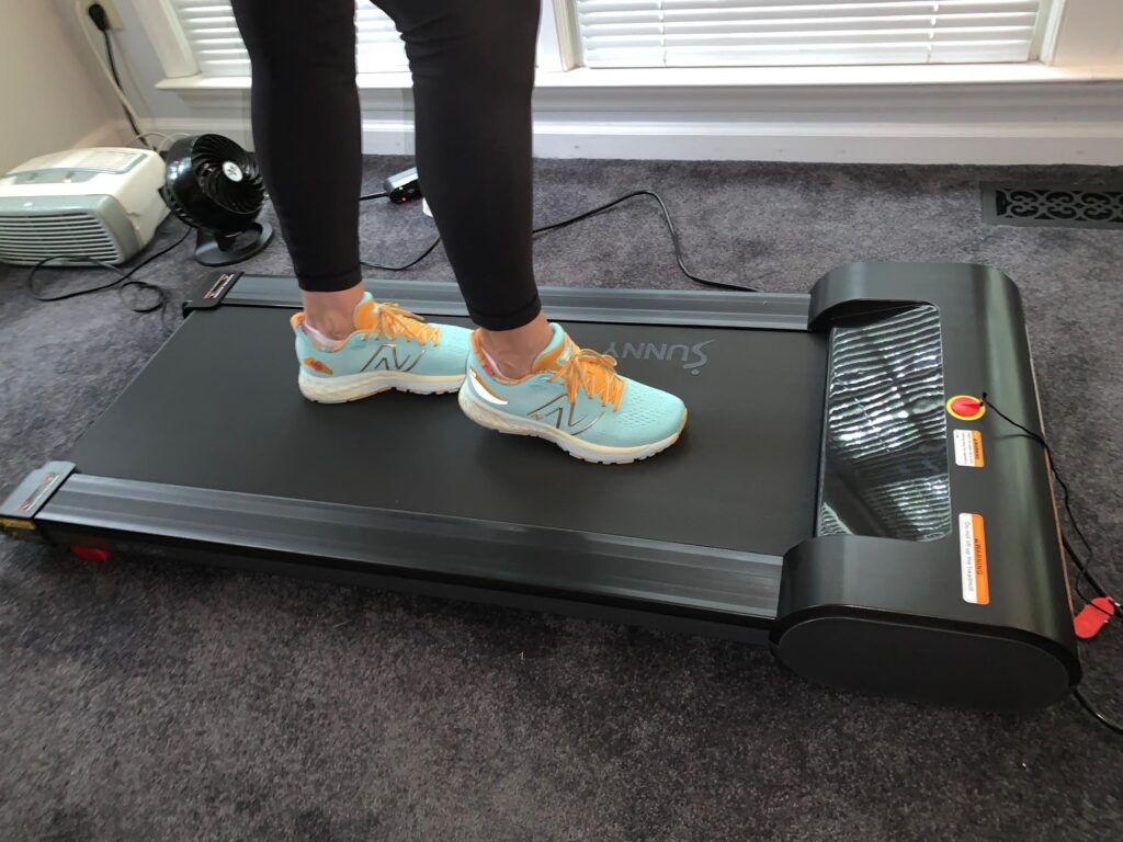 sunny health and fitness under desk treadmill feet on tread