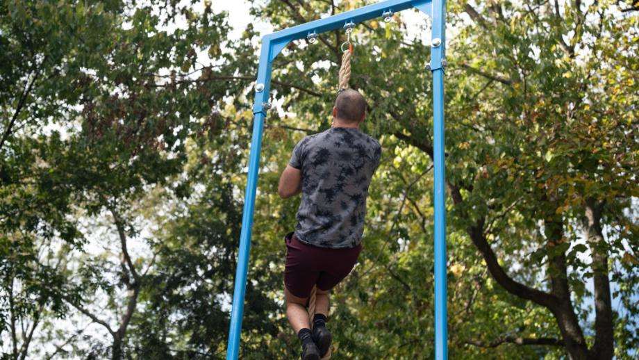 Coop on the SwingSesh rope climb