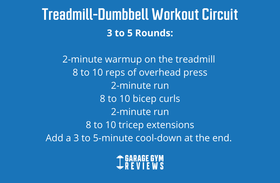 Treadmill-dumbbell workout circuit