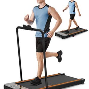 Man running on the UREVO 2 in 1 treadmill