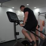 Our tester using a Matrix C50 Climbmill