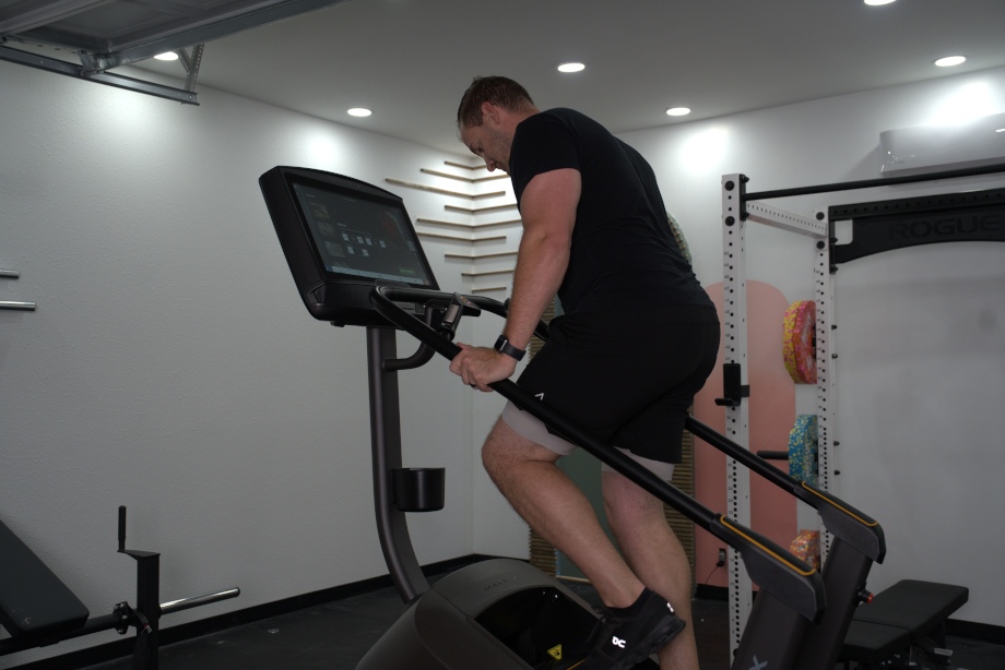 Our tester using a Matrix C50 Climbmill