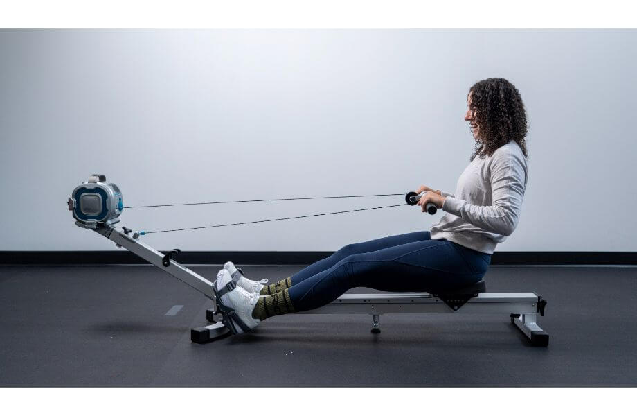 using rowing machine grey background