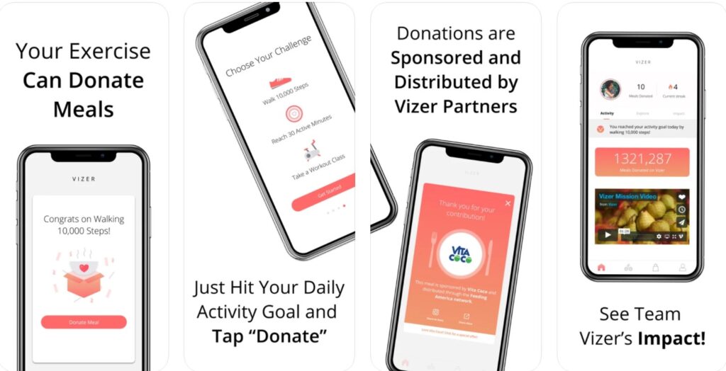 screenshots of Vizer app