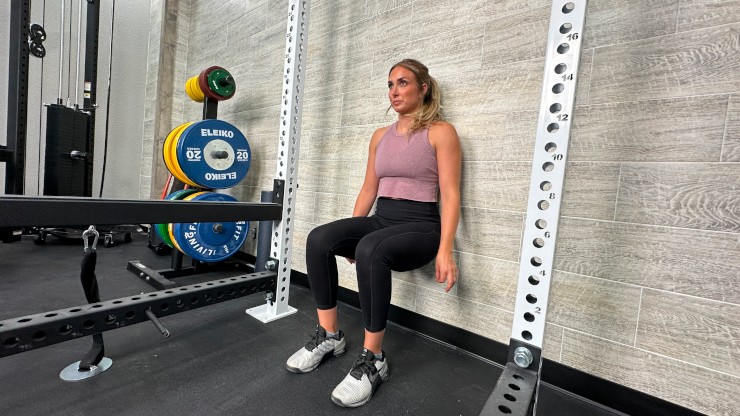 Person doing a wall sit