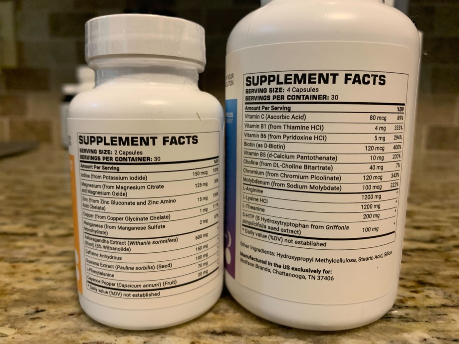 labels on two bottles of weight loss pills