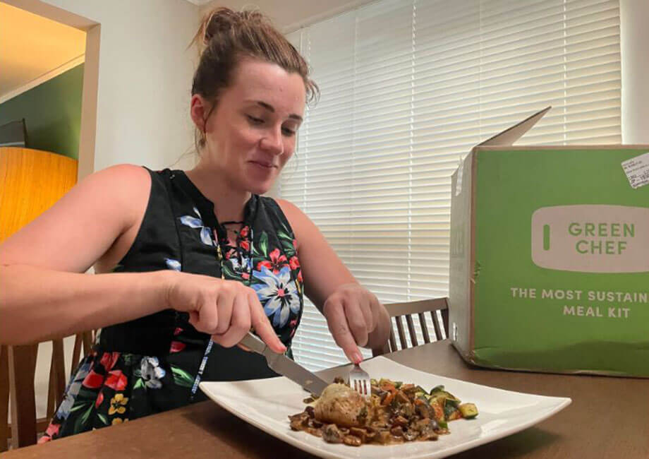Woman Eating A Green Chef Meal
