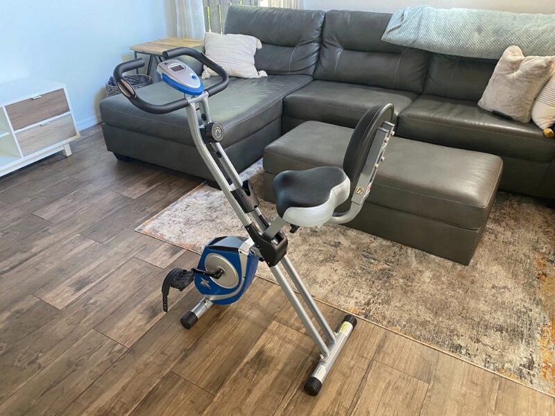 The XTERRA foldable exercise bike in a living room
