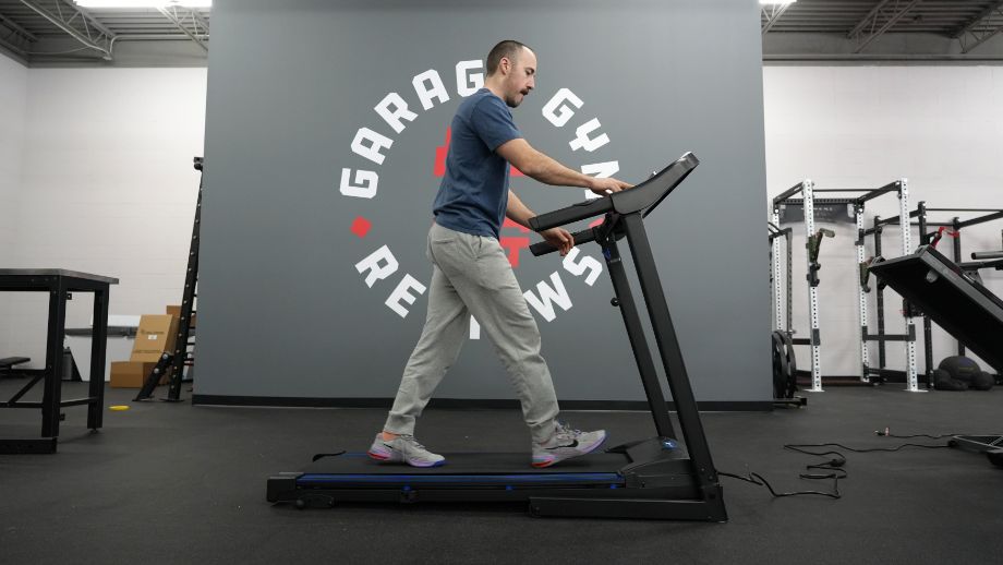 coop walking on the XTERRA TR150 folding treadmill