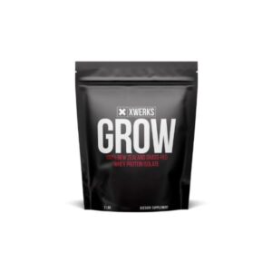 xwerks grow whey protein isolate black bag product photo on white background