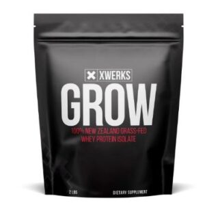 xwerks grow whey protein isolate black bag product photo on white background