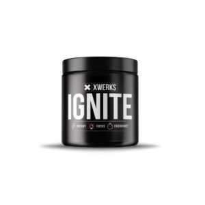 xwerks ignite pre workout black canister on white background