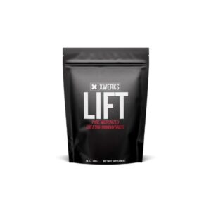 xwerks lift creatine product photo black bag on white background