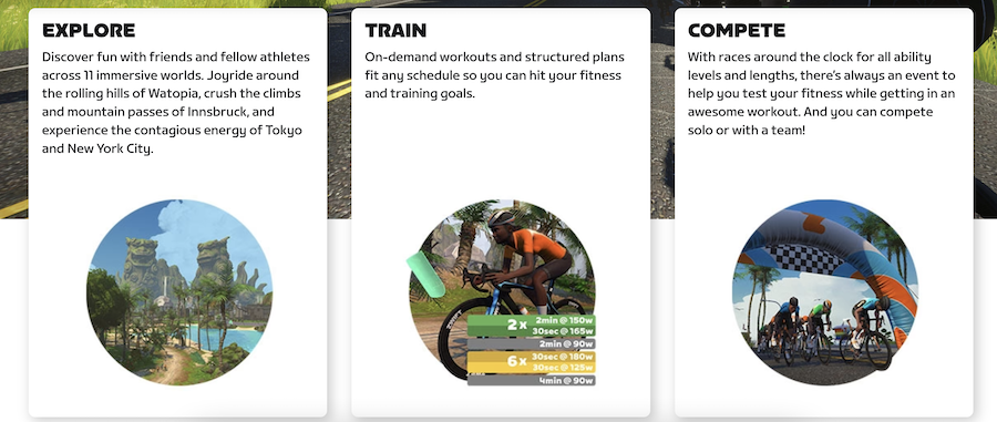 A screenshot of Zwift capabilities